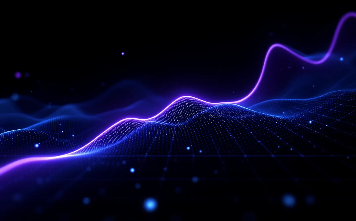Abstract violet-blue pharmacokinetic decay curve on a dark instrument-panel field
